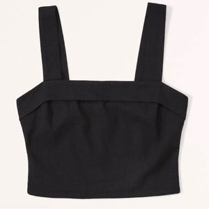 Abercrombie Linen Top with Adjustable Straps in Black